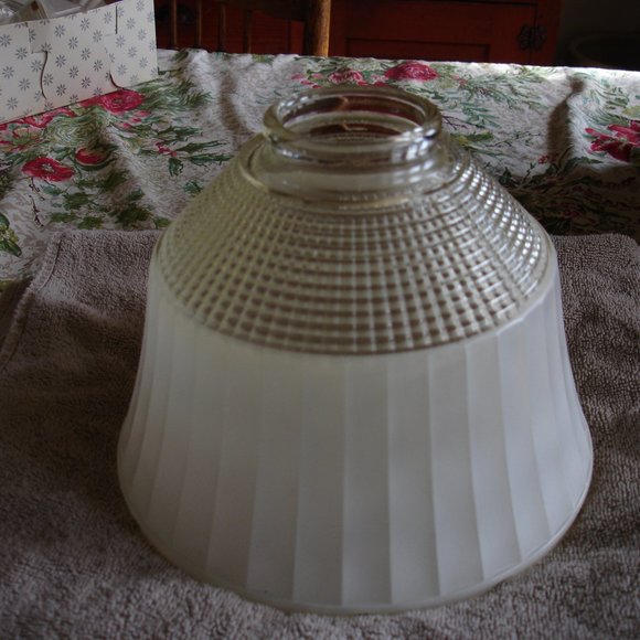 Vintage Other Vintage White Ribbed Glass Light Shade Cover Classic